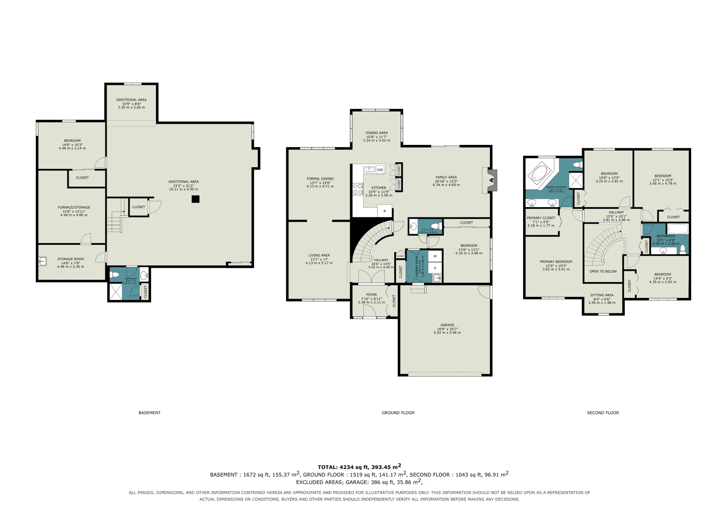 All levels floor plan for 24 Belleview Drive
